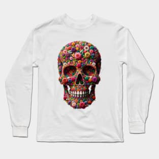 Skull Made From Flowers Long Sleeve T-Shirt